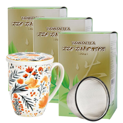 Cadeau-idee 3: Theebeker Magnolia Groen + 50 gram thee + Maatlepel