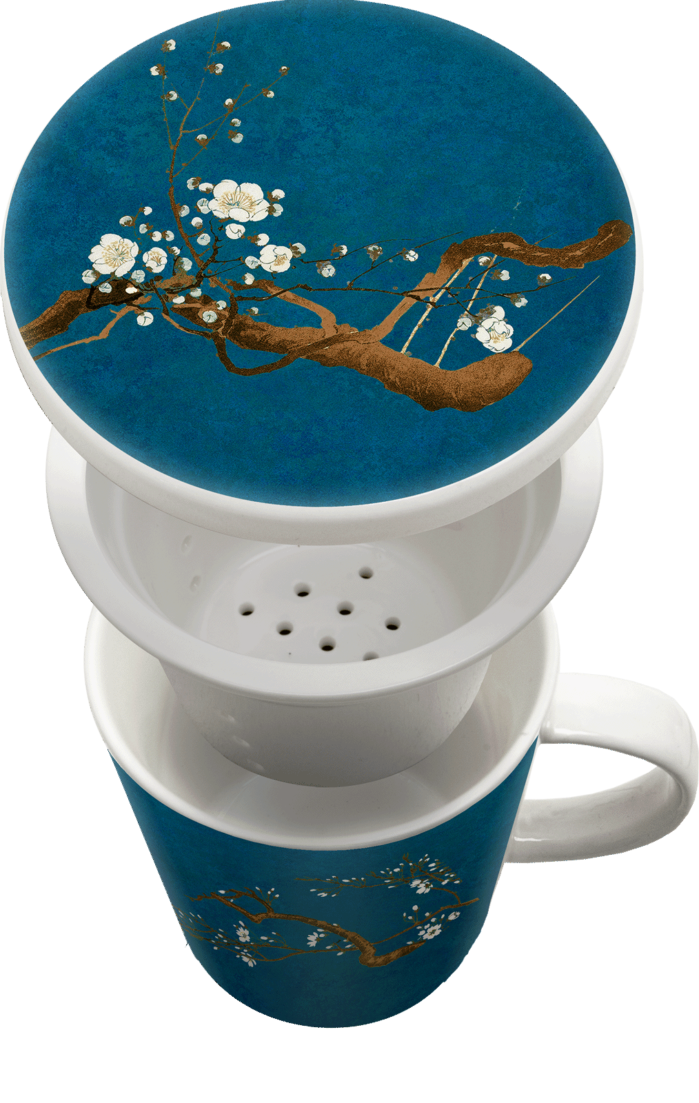Stap identificatie Hoofdkwartier Handige theebeker met filter en deksel royal tea collectie magnolia