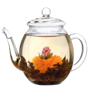 Creano handgeblazen theepot 500 ml met bloem
