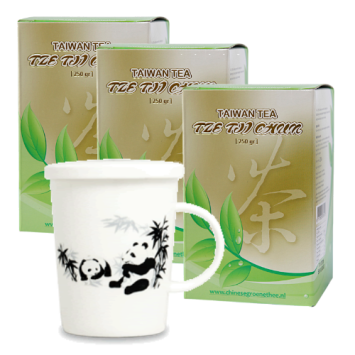 Tze Tji Chun 3 x 250 gram + Theebeker Japanse Bloesem