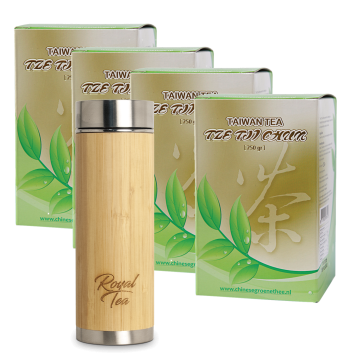 Tze Tji Chun 4 x 250 gram + Thermosfles Bamboe