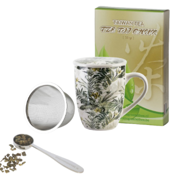 Cadeau-idee 1: 50 gram thee + Theebeker Japanse Bloesem + Maatlepel