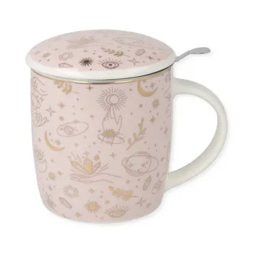 Theemok set Mystieke symbolen goud met filter en deksel