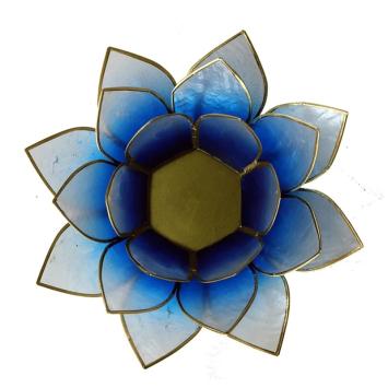 Lotus sfeerlicht blauw wit goudrand. art nr 12001