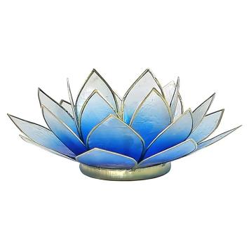 Lotus sfeerlicht blauw wit goudrand. art nr 12001