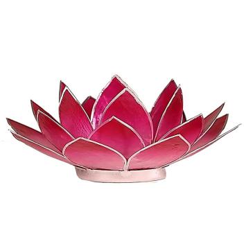 Lotus sfeerlicht roze rood zilverrand. art nr 12008