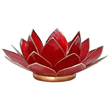 Lotus sfeerlicht rood goudrand. art nr 12011