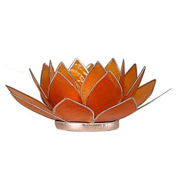Lotus sfeerlicht oranje 2e chakra zilverrand art nr 1032