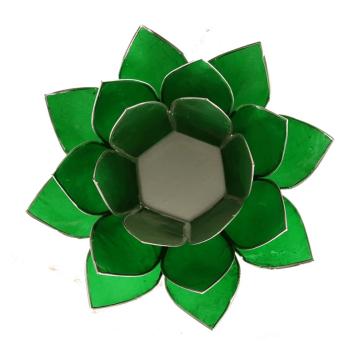 Lotus sfeerlicht groen 4e chakra zilverrand art nr 12034