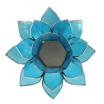 Lotus sfeerlicht blauw 5e chakra zilverrand art nr 12035
