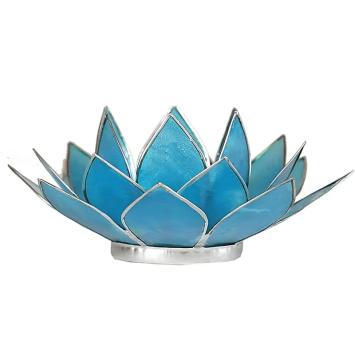 Lotus sfeerlicht blauw 5e chakra zilverrand art nr 12035