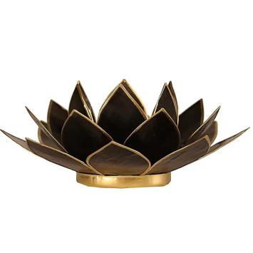 Lotus sfeerlicht zwart goudrand in mooie cadeau doos art nr 12071