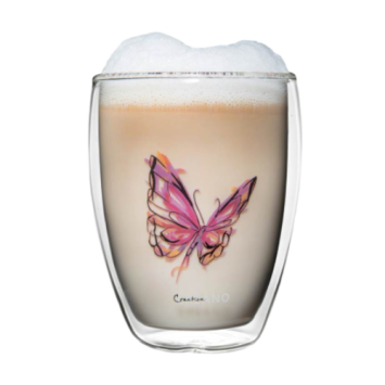 Creano dubbelwandig theeglas Vlinder Rood