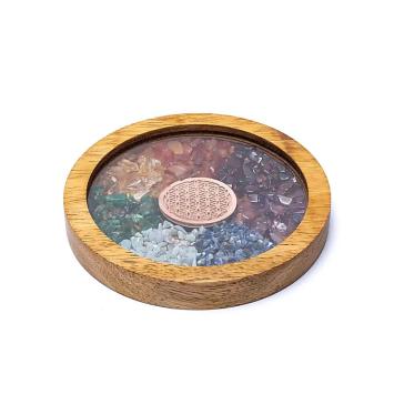 Onderzetter hout Chakra's & Bloem des Levens art nr 6289