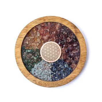 Onderzetter hout Chakra's & Bloem des Levens art nr 6289