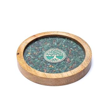 Onderzetter hout Levensboom, aventurijn & tijgeroog art nr 6290