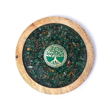 Onderzetter hout Levensboom, aventurijn & tijgeroog art nr 6290