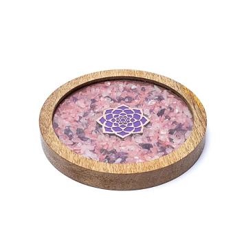 Onderzetter hout Lotus, rozenkwarts & amethist art nr 6291