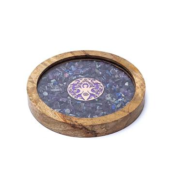 Onderzetter hout Godin, amethist & lapis lazuli art 6292