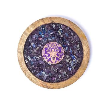 Onderzetter hout Godin, amethist & lapis lazuli art 6292