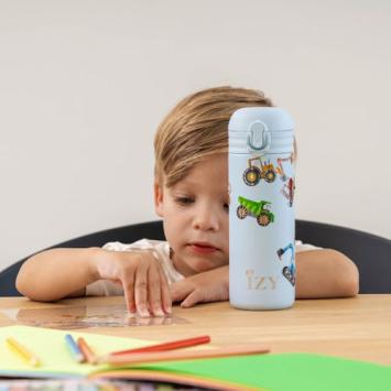 IZY Kids Bottle Blue Machine, 350ml ontwerp je eigen fles. art nr 9001
