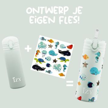 IZY Kids Bottle Green Sealife 350ml ontwerp je eigen fles. art nr 9003