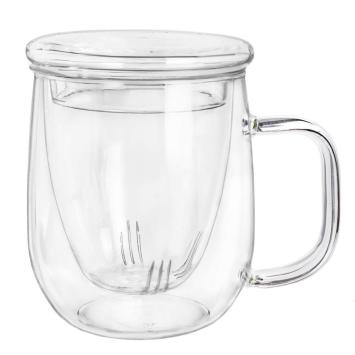 Creano theeglas 450 ml  met zeef en glazen deksel.