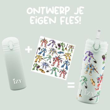 IZY Kids Bottle Green Transformers 350ml ontwerp je eigen fles. art nr 9004